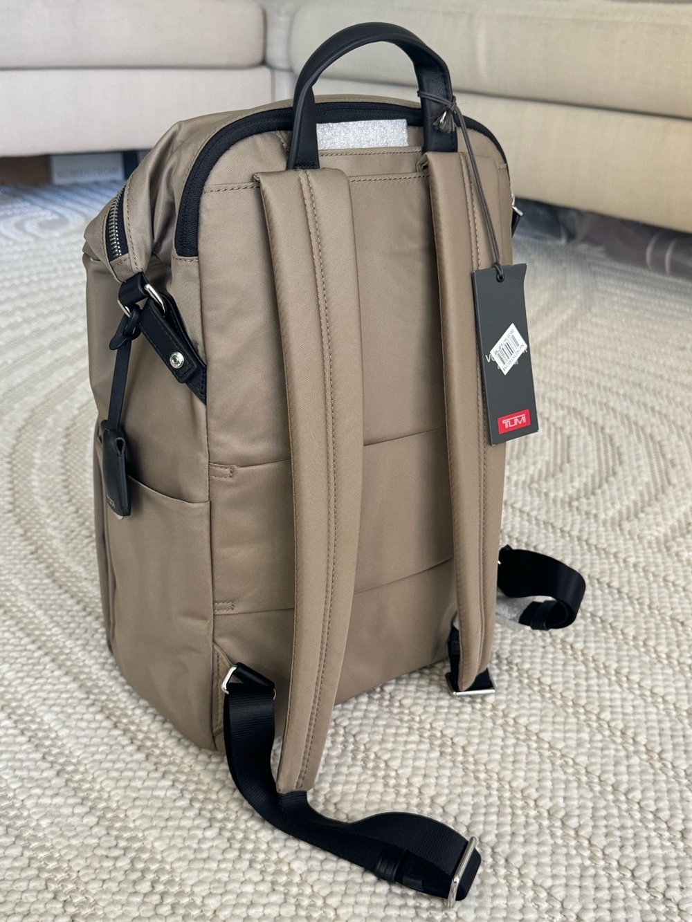 Tumi Paige Nylon Leather Travel Laptop Backpack Khaki NWT - Picture 6 of 8